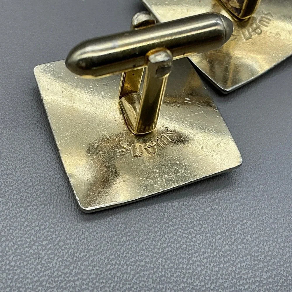 Swank Gold Tone Cufflinks Atomic Starburst Mid Century Modern Men's Vintage